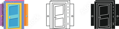 Find different door styles vector illustration for interior design ideas home decor