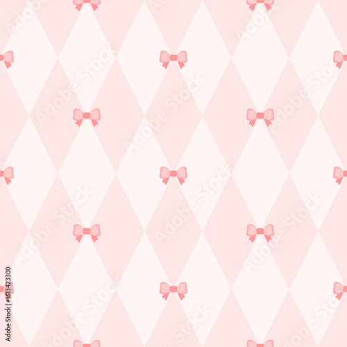 Seamless vector pattern of vintage pink bows on delicate pink background. Design template for textile, wrapping paper, postcard, cover, background.