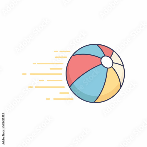 Colorful Beach Ball with Motion Lines Summer Fun Icon.