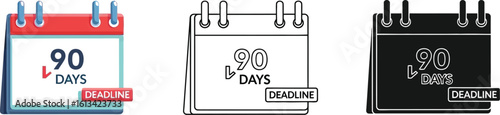 Ninety days deadline calendar vector illustration for business planning schedule