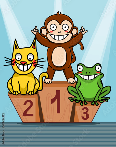 illustration of a podium with the three winners