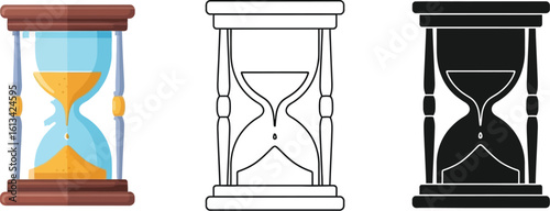 Hourglass sand timer vector illustration time management concept deadline design icon