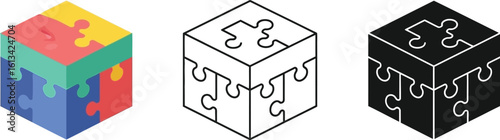 Find puzzle cube vector graphic design illustration for business problem solving