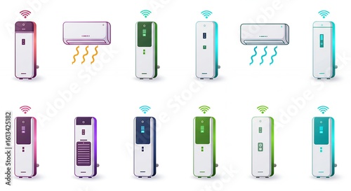 Air conditioner and air freshener units illustrations