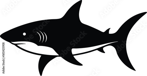 Shark silhouette, silhouette of a shark vector, A silhouette of shark On white background