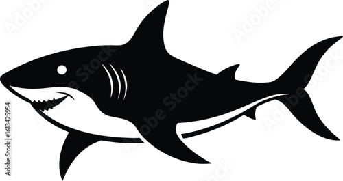 Shark silhouette, silhouette of a shark vector, A silhouette of shark On white background