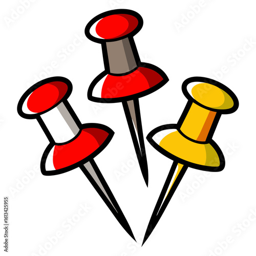 Realistic Push Pin Icons Vector for Note Design Elements