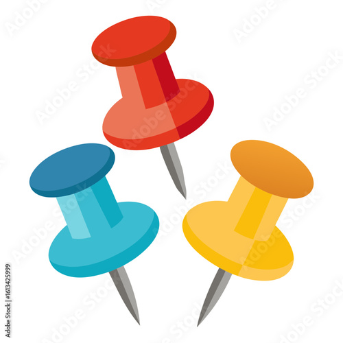 Push Pin Graphic Elements Vector for Wall Board Concepts