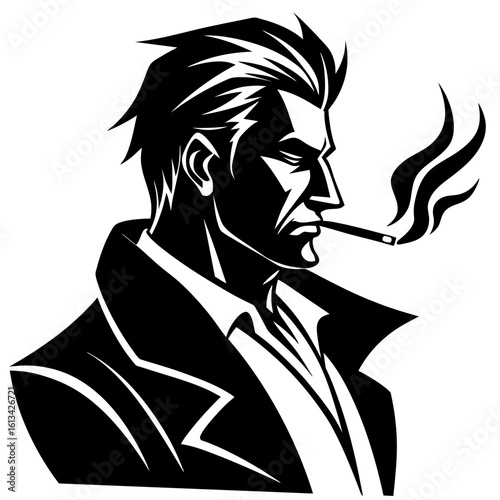 Smoking Yakuza Vector Graphic Art for Poster Design