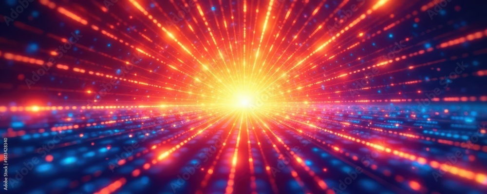 Fototapeta premium Vibrant sunburst, radiating lines Six color variations , illustration, abstract