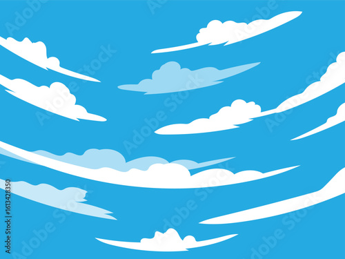 Light Wispy Clouds in Clear Sky Illustration