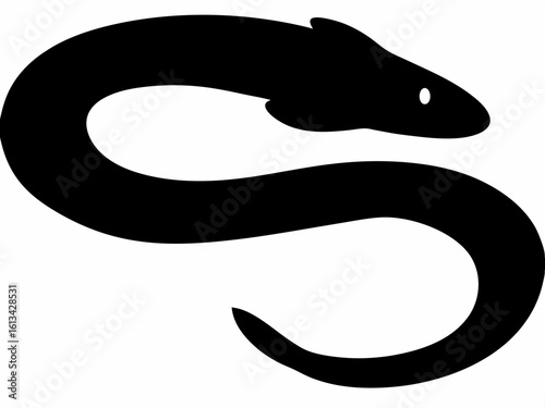 Swamp eel fish silhouette. Moray eel fish vector silhouette illustration, fish clip art element icon symbol