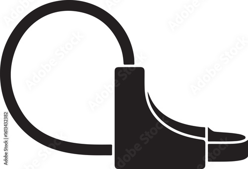 Black silhouette of a bicycle lock with a circular cable