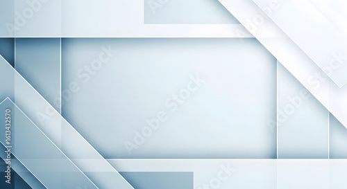Modern White and Blue Tech Background – 3D Abstract Overlapping Geometric Layers Design