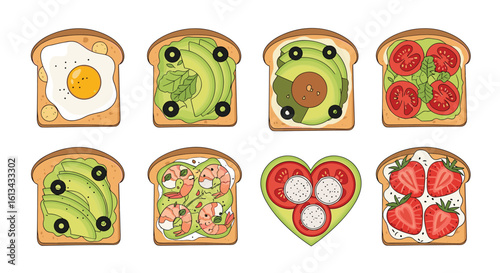 A delicious assortment of healthy open faced toast toppings for a wholesome breakfast or brunch experience
