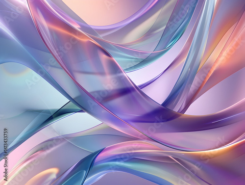Abstract flowing waves background in lavender coral and blue shades dynamic curves and light reflections create a modern soft and vibrant design for digital art or wallpaper