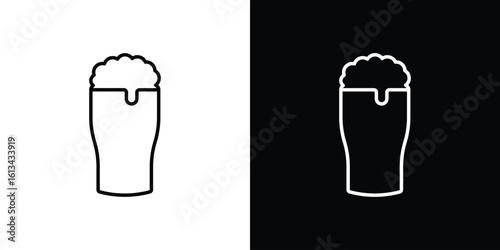 Pint of beer icon collection. Line vector sign, symbol for web and mobile