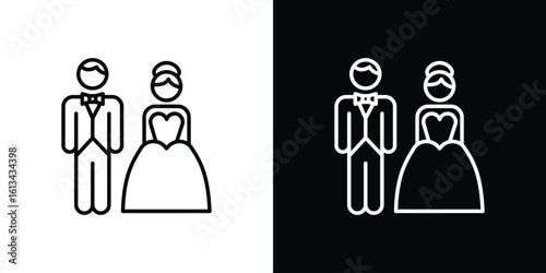 Newlyweds icon collection. Line vector sign, symbol for web and mobile