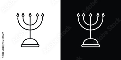 Menorah icon collection. Line vector sign, symbol for web and mobile