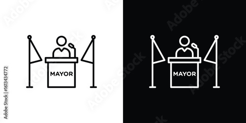 Mayor icon collection. Line vector sign, symbol for web and mobile