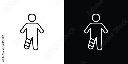 Man with broken leg icon collection. Line vector sign, symbol for web and mobile
