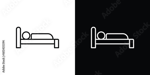 Laying in bed icon collection. Line vector sign, symbol for web and mobile