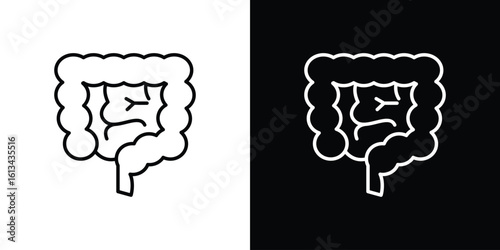 Large intestine icon collection. Line vector sign, symbol for web and mobile