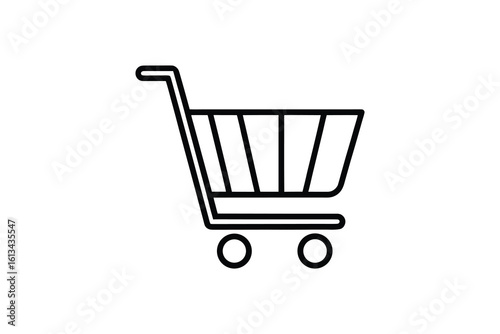 Simple Shopping Cart Icon Depicting Retail and Commerce in a Clean Silhouette Style silhouette