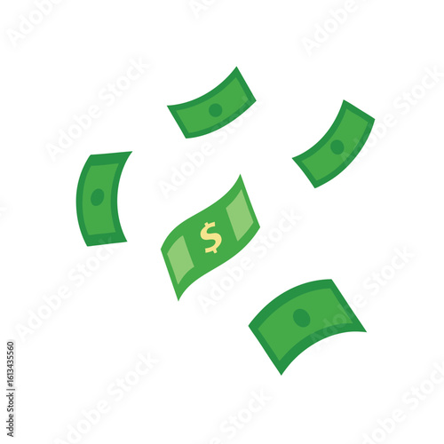 Flying Money Illustration on White Background