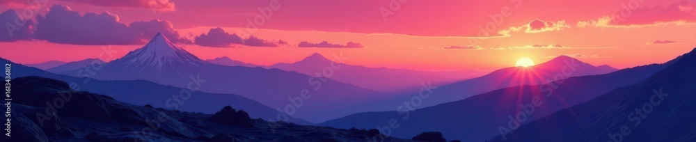 Fototapeta premium Dramatic vector mountain silhouettes, rocky terrain , vector graphics, background
