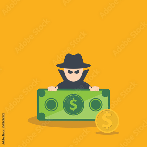 Hacking digital money. Bait website or online crime, thief steal money from online banking app concept, bait scam money.