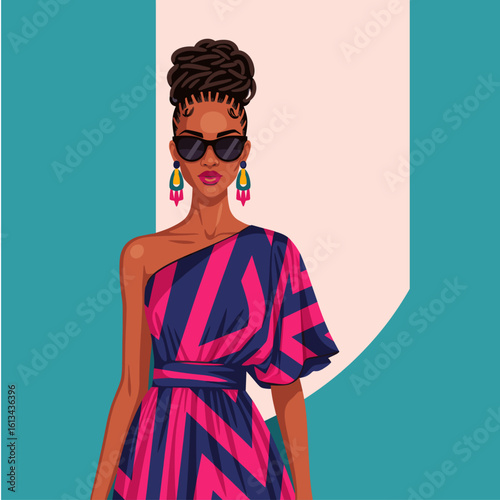African model woman in western dress icon logo flat vector design