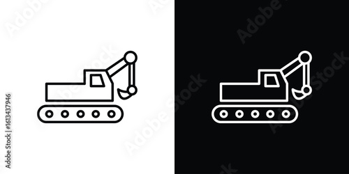 Excavator icon collection. Line vector sign, symbol for web and mobile