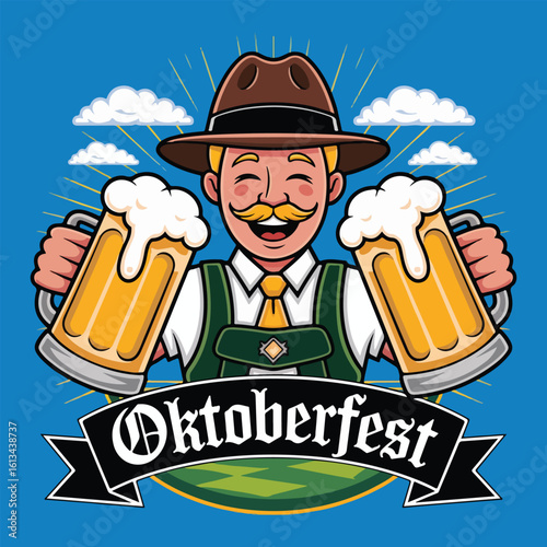 Oktoberfest Cartoon Illustration Beer Festival Character Art