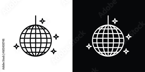 Disco ball icon collection. Line vector sign, symbol for web and mobile