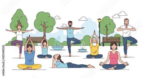 Mindful movement embracing serenity through yoga in a tranquil park setting