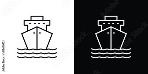 Cargo ship icon collection. Line vector sign, symbol for web and mobile
