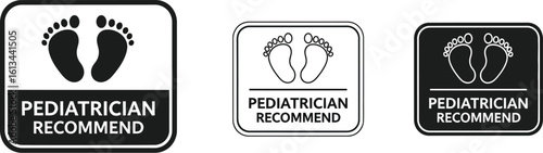 Pediatrician recommend foot care vector illustration for healthcare product mark