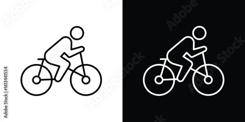 Bicycle rider icon collection. Line vector sign, symbol for web and mobile