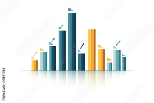 Free Download Abstract Financial Growth Bar Graph with Arrows and Reflection Effect - GFXLoad