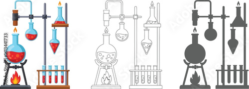 Science lab equipment vector illustration for chemistry experiment and research work