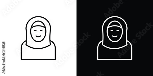 Arab woman icon collection. Line vector sign, symbol for web and mobile
