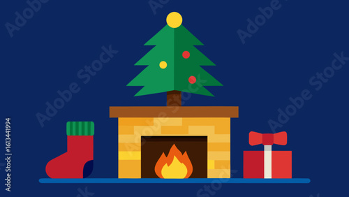 fireplace stockings glowing tree