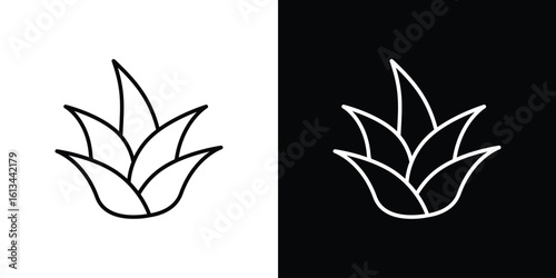 Aloe vera icon collection. Line vector sign, symbol for web and mobile