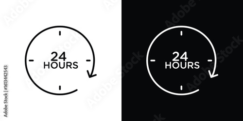 24 hours icon collection. Line vector sign, symbol for web and mobile