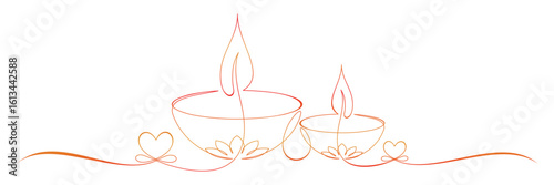 Diwali candle line art style vector illustration 4