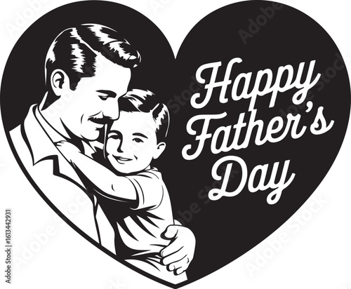 Heartwarming Father’s Day Silhouette Vector Illustration Dad and Son Love