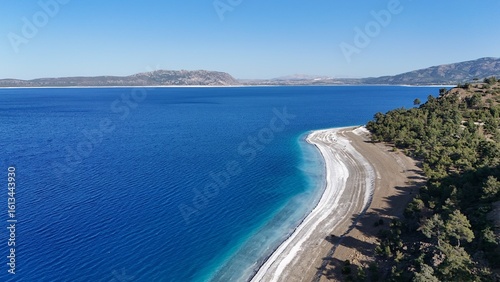 Wallpaper Mural Blue lake scenery. River, trees, sky. Lake in Turkey High quality photo Torontodigital.ca