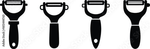Peeler Blade Silhouette Icon Vector Set - Kitchen Utensil Component