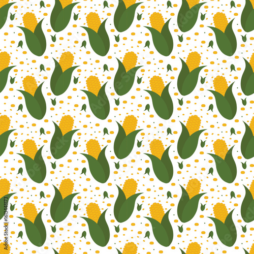 Seamless pattern of Corn cobs. Healthy corn cob food harvest design